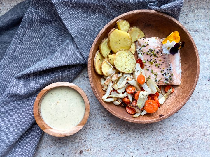 Fenchel-Gemüse mit Lachsfilet